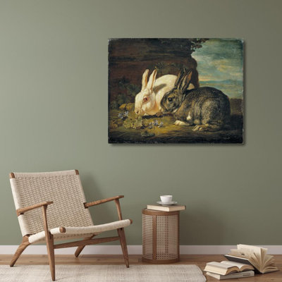«Two Rabbits» par David De Coninck - Art mural sur toile tendue avec châssis