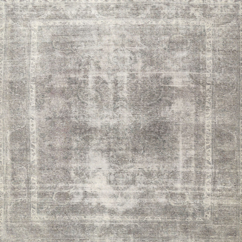 Tapis traditionnel beige / gris, Carré 7 pi