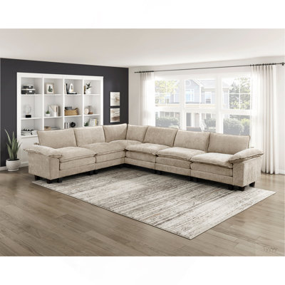 Fauteuil sans accoudoirs en tissu de chenille taupe de style moderne avec revêtement en tissu de salon contemporain 1 pièce en contreplaqué durable et moelleux