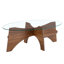 Table basse ovale en verre avec base en éventail Abel