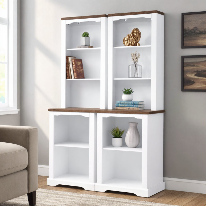 Armoire-étagère simple en noyer incurvé pour deux pièces