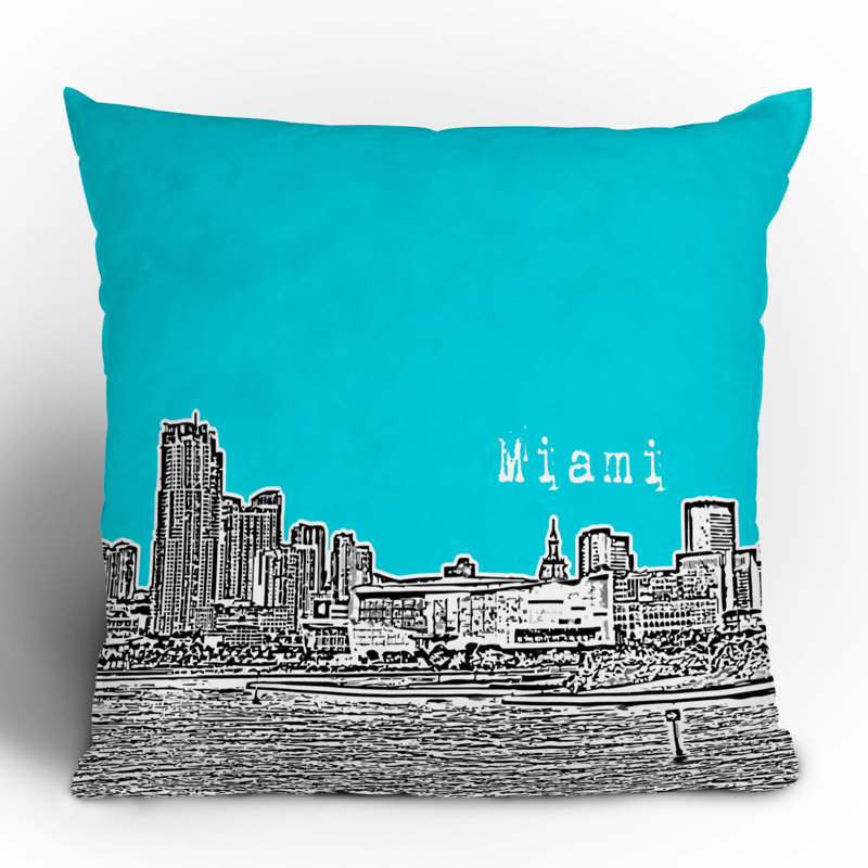 Coussin miami Bird Ave, 20 po x 20 po, Bleu sarcelle