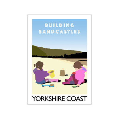 'Building Sandcastles Yorkshire Coast' Graphic Art Print