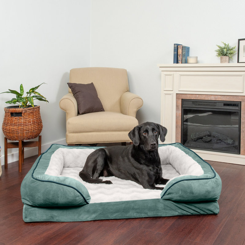 Celadon Green Orthopedic X-Large Velvet Sofa Pet Bed