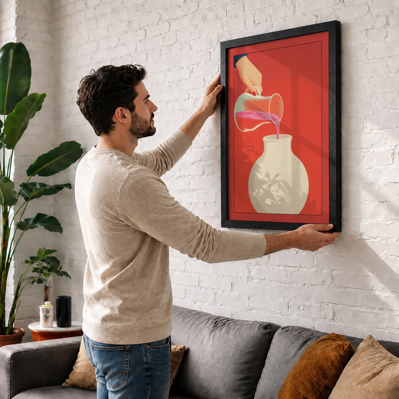 Pouring Into Cream Modern - Framed Print, A1 - 84.1 x 59.4 cm, Oak