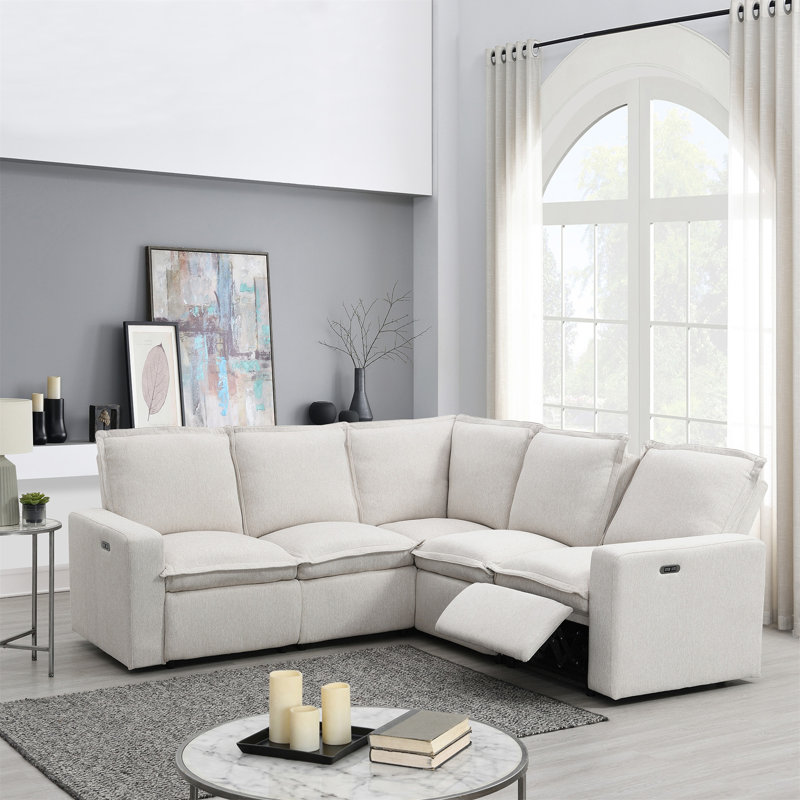 Fauteuil de cinéma inclinable électrique Aaminah, Lin beige