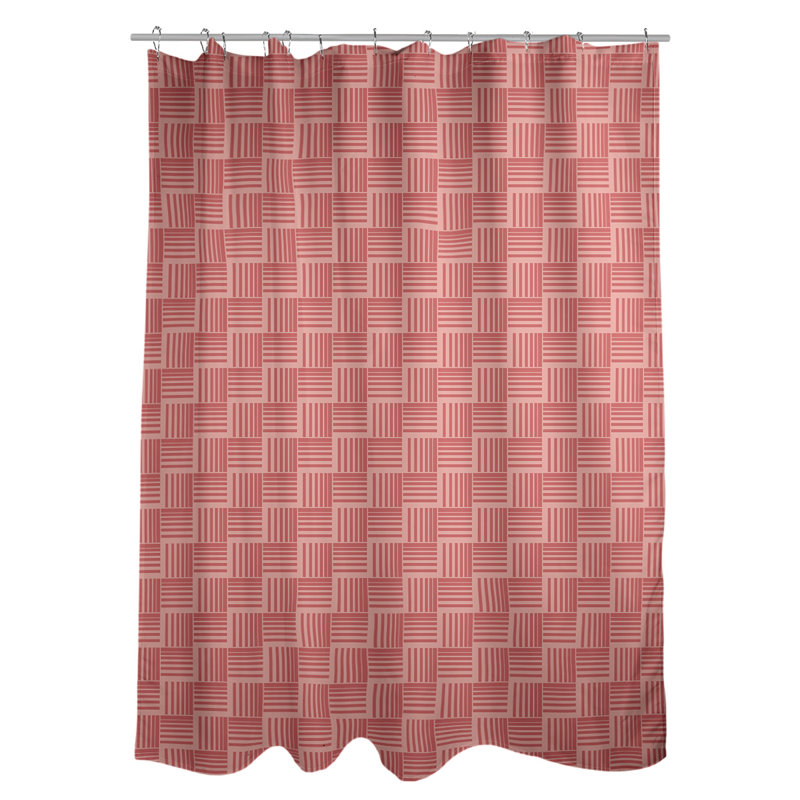 Rideau de douche simple basketweave rayures classic, Rouge / corail clair