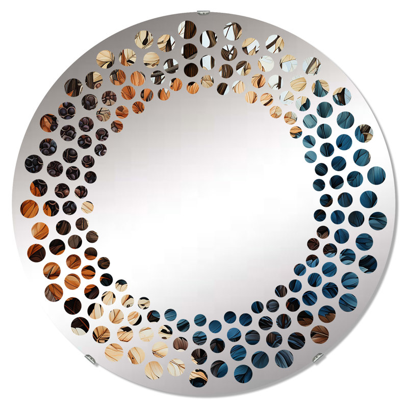 Polka Dot Wall Mirror-Round, 23.6" H x 23.6" W, Leaves Autumn Sunlight Harmony III 