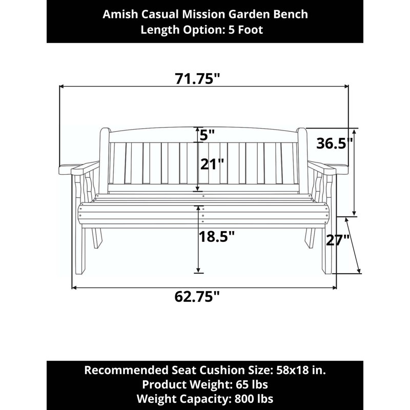 Banc de jardin robuste en bois traité Mission, Teinture grise semi-solide