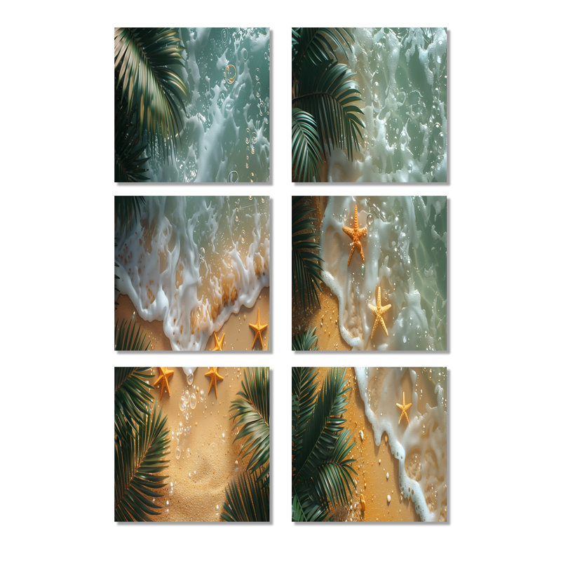 Hodgins - plage, ensemble de 6 reproductions d'art sur toile, Toile tendue, Ne s’applique pas