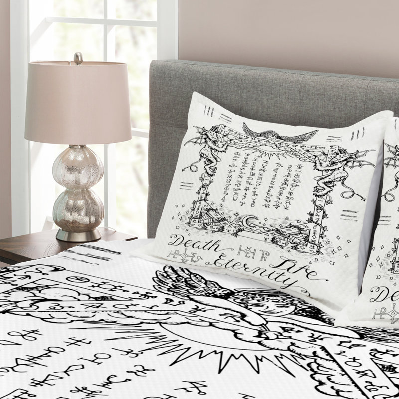 Geometric Shapes Bedspread with Pillow Shams Included, 220 x 264 cm