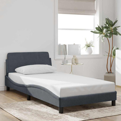 Cadre de lit vidaXL Gris foncé 100x203 cm velours