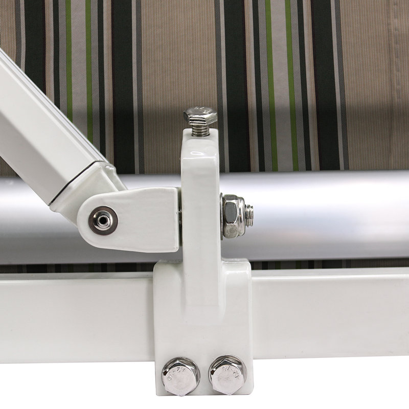 Dakota Fields 395cm W x 300cm D Fabric Multi-Stripe Cover Motorised Retractable Patio Awning