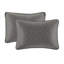 Couvre-lit et taies décoratives réversibles gris foncé - Motif élégant en coton prélavé pour une expérience de sommeil apaisante Surmatelas profond surdimensionné Lavable à la machine