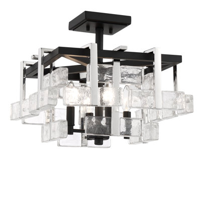 Metropolitan 4 Lights Semi Flush In Sand Coal And Polished Nickel Finish