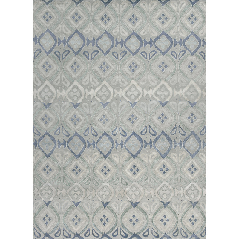 Bali Geometric Area Rug in Platinum/Blue/Silver, Rectangle 8' x 10'