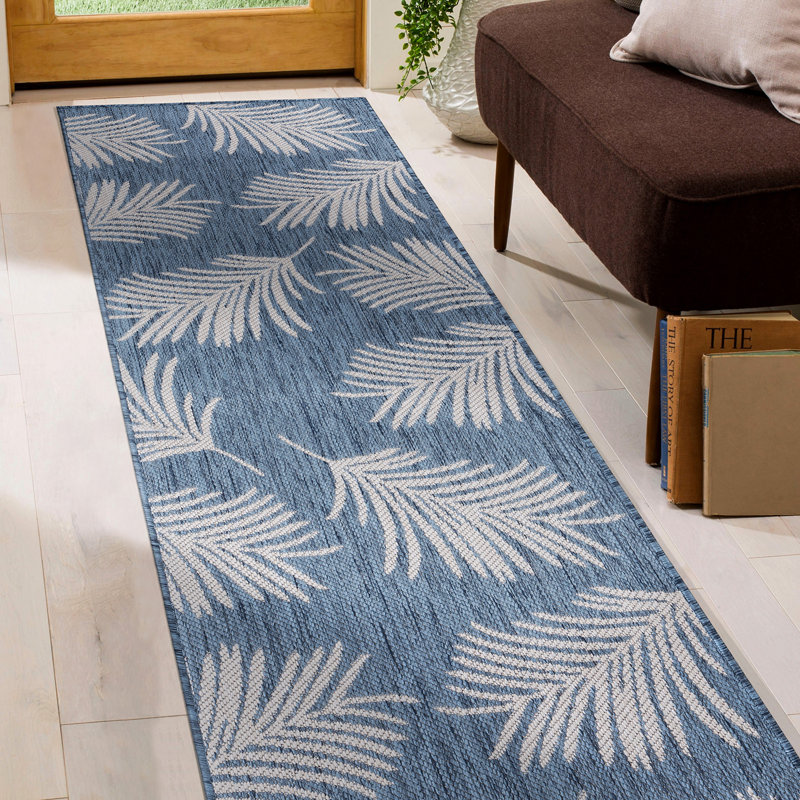 Callery Floral Blue/Cream, Indoor & Outdoor Area Rug, Runner 2' x 7'