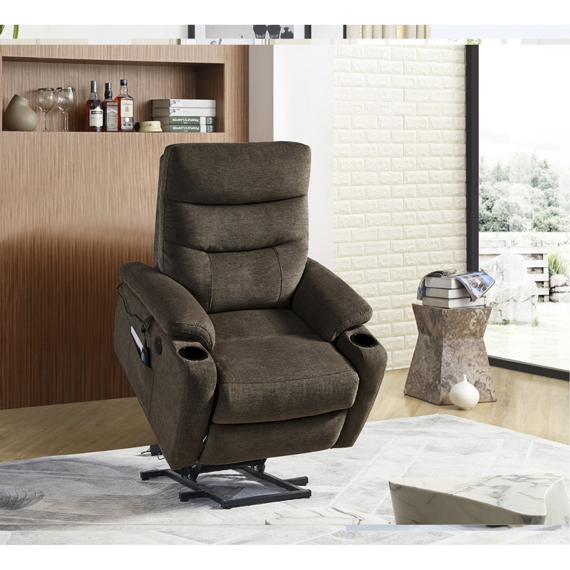 Firminia Electric Power Lift Recliner Chair Sofa with Massage and Heat, 3 Positions Recliner with 2 Side Pockets, Cup Holders and USB Ports