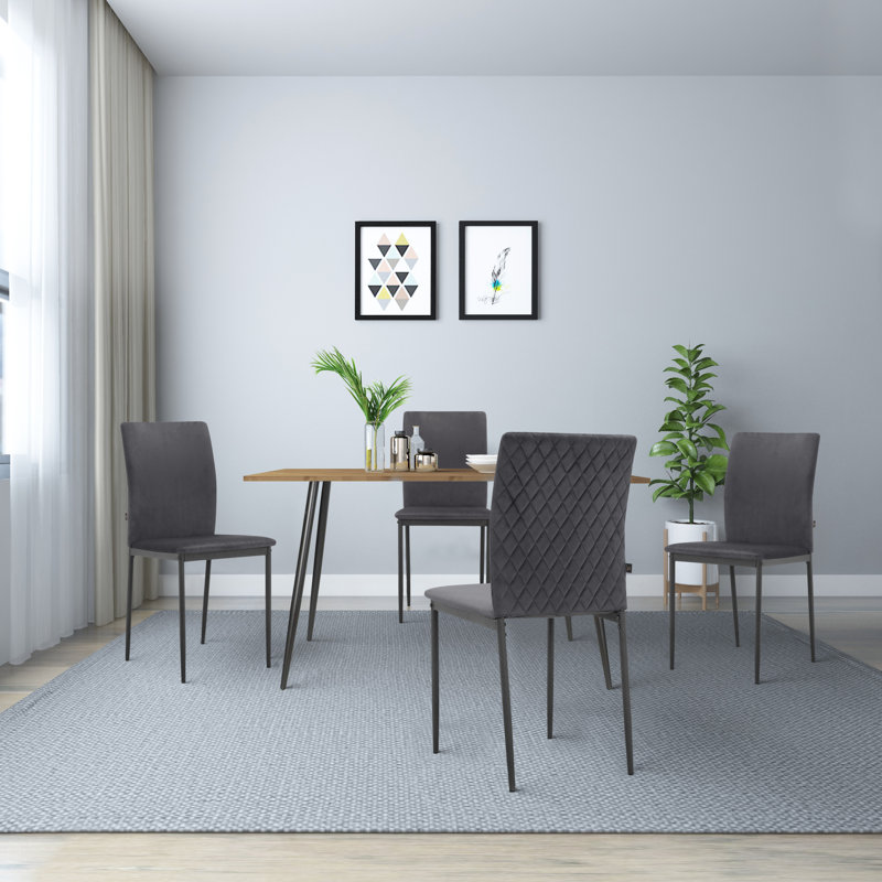 48cm H Velvet Upholstered Metal Armchair, Grey