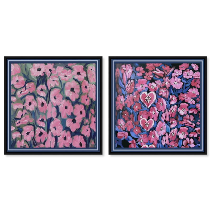 Forever Blooming Set Set by Oliver Gal, 34"H x 34"W, Black Floater Frame