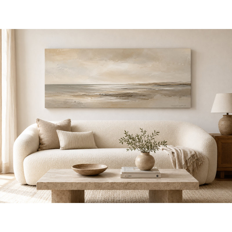 Ingeburg enveloppé d'horizon côtier beige chaud, L 55 po x H 27,5 po x P 1,5 po
