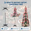 Sapin de Noël artificiel pliable pré-illuminé de 1,80 m avec 200 lumières DEL blanc chaud et décorations rouges et argentées