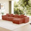 Canapé modulaire en L à 4 places avec passepoil à bordure française, sans assemblage requis, canapé à 4 places avec coussins décoratifs et 1 repose-pieds mobile, tissu de velours-264981984