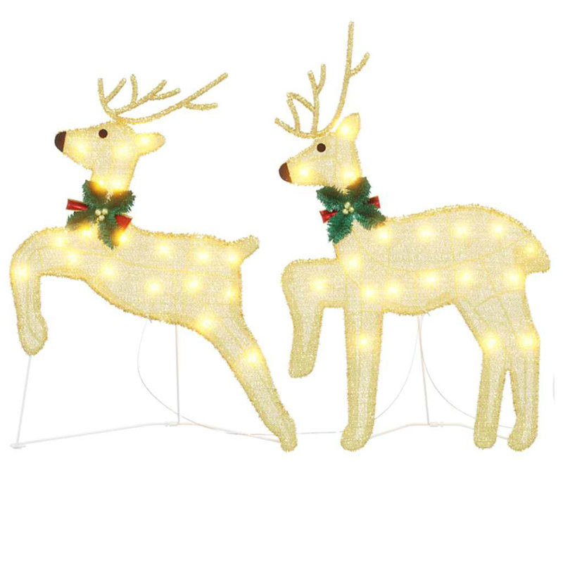 vidaXL LED Reindeers Fabric, Warm White