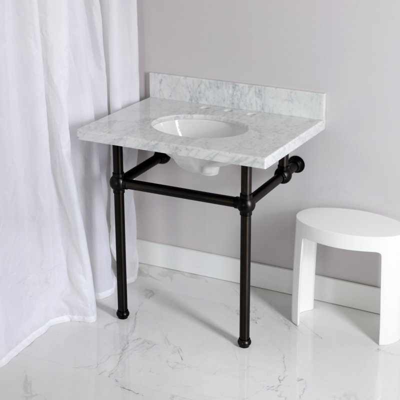Kingston Brass Templeton 30-Inch Vanity Top with Brass Legs (8-Inch, 3-Hole), Oil Rubbed Bronze