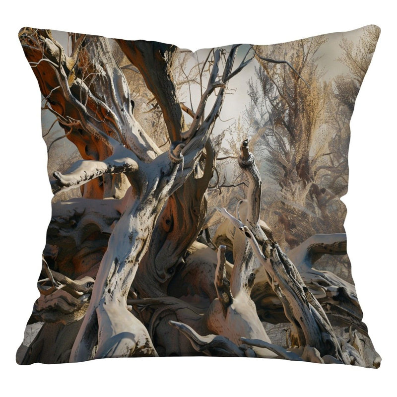 Gnarled Tree Nature  Reversible Throw Pillow, 16"H x 16"W