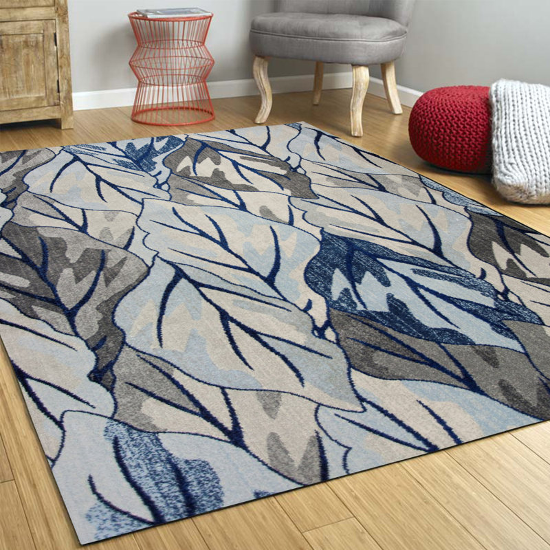Tapis gris et bleu marine Favorinus, Rectangle 3 pi 3 po x 4 pi 11 po