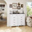 Commode de style champêtre à 5 tiroirs, 70 cm de largeur, grand coffre de rangement pour chambre, salon, entrée, blanc