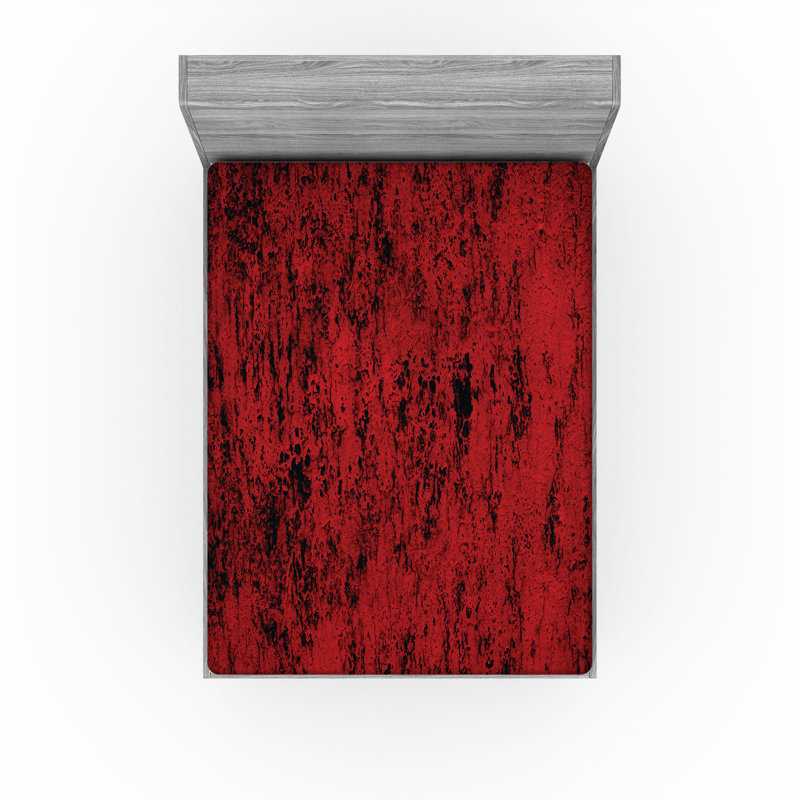 Ensemble de 2 draps-housses Ambesonne, Rouge, noir / abstrait, Drap-housse de taille double