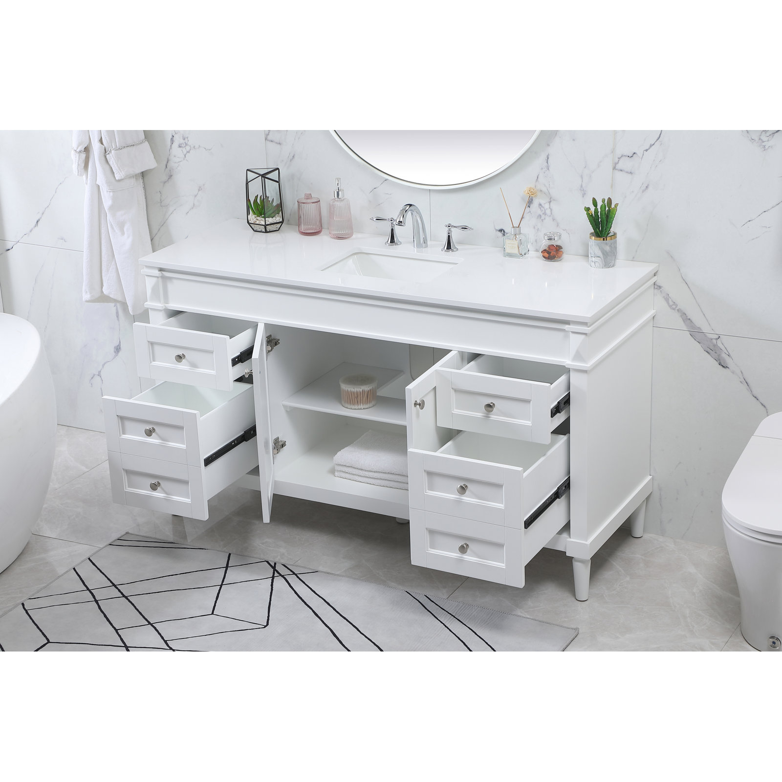 Readington 60'' Single Bathroom Vanity, White