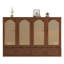 Grand lit escamotable, armoire-lit en bois de pin avec centrale électrique et panneau de décoration en rotin, noyer-376726208