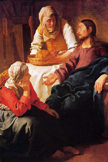 «Christ in The House of Mary and Martha» par Johannes Vermeer - impression d'art graphique, H 30 po x l 20 po x P 1,5 po