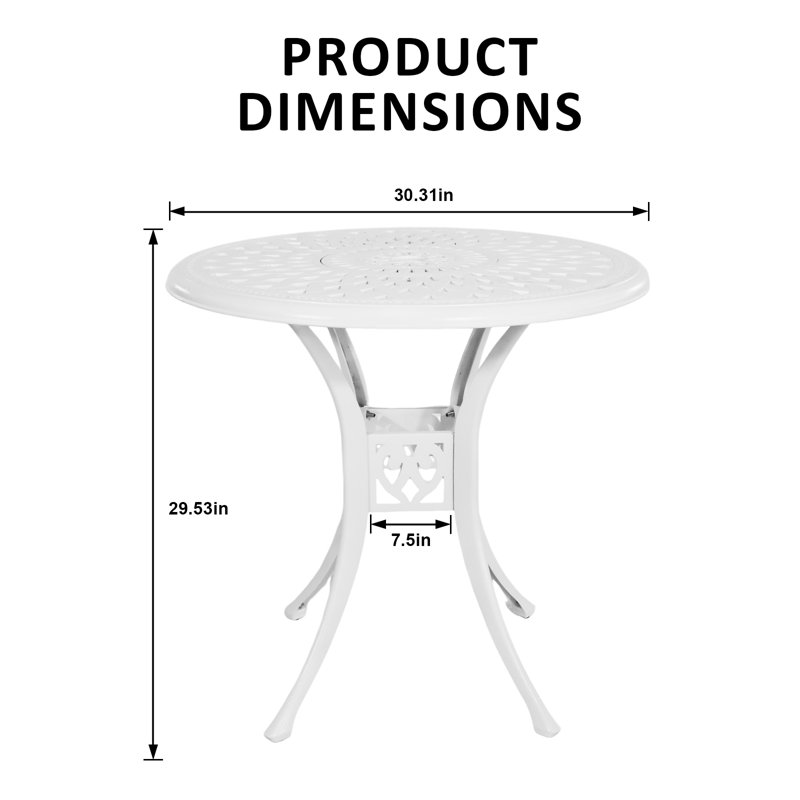Alcott Hill® Cast Aluminum Patio Table with Umbrella Hole, Round ...