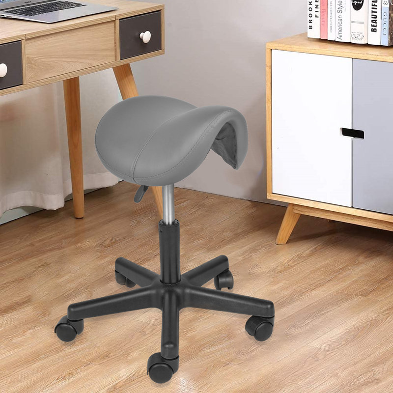 Degraffenreid Adjustable Height Ergonomic Kneeling Chair, Grey/Brown/Blue