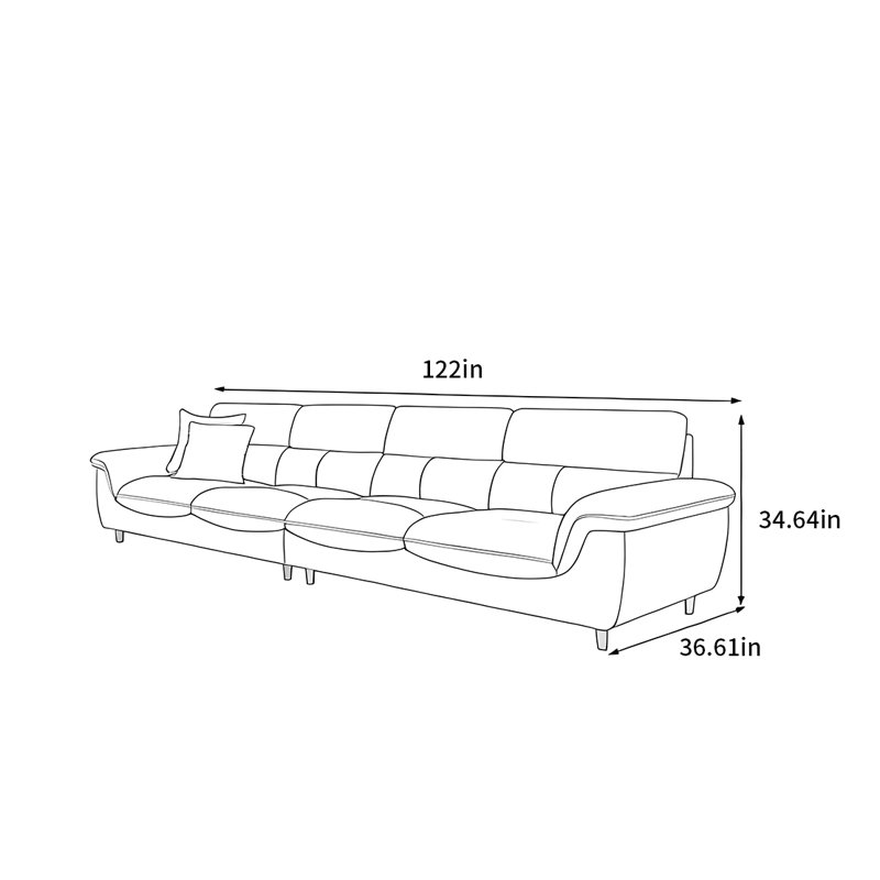 Canapé droit nordique, H 34,64 po x l 122 po x P 36,61 po, 5