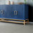 Trexm Navy Blue Sideboard (buffet) With Storage Space And Adjustable Shelves, With Rectangular Metal Handles And Metal Legs, Suitable For Kitchens, Living Rooms And Dining Rooms