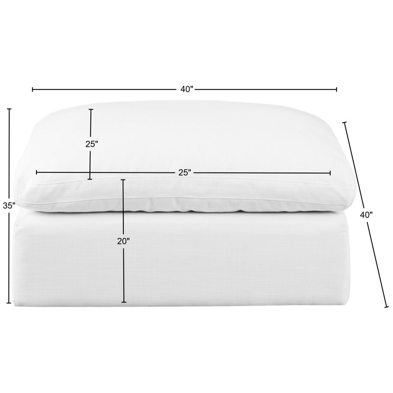 Repose-pieds standard de 40 po de largeur, Tissu texturé en lin blanc