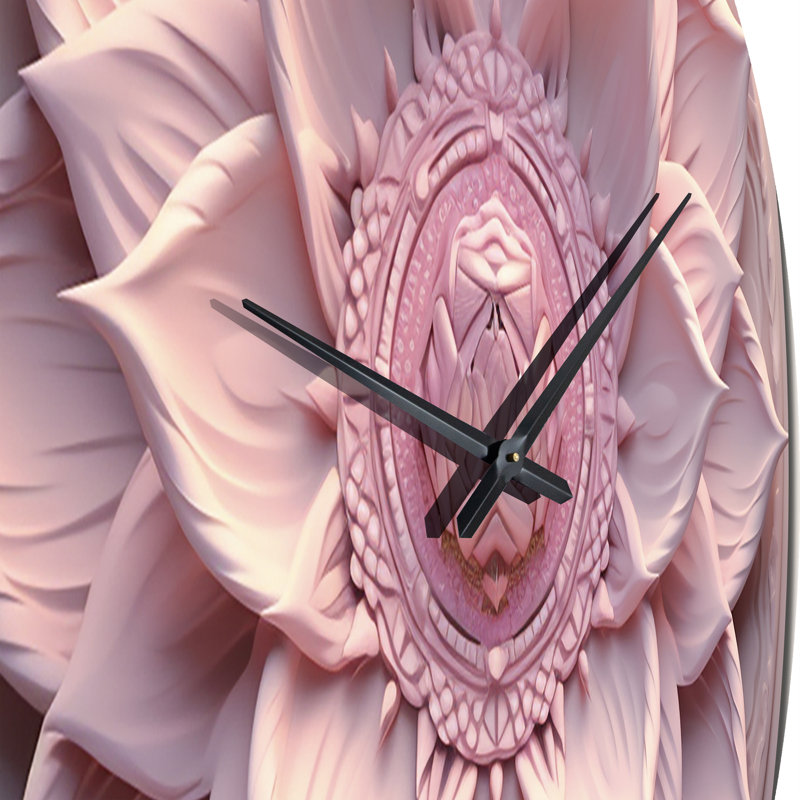 Horloge murale délicate mandala de lotus rose, Très grand