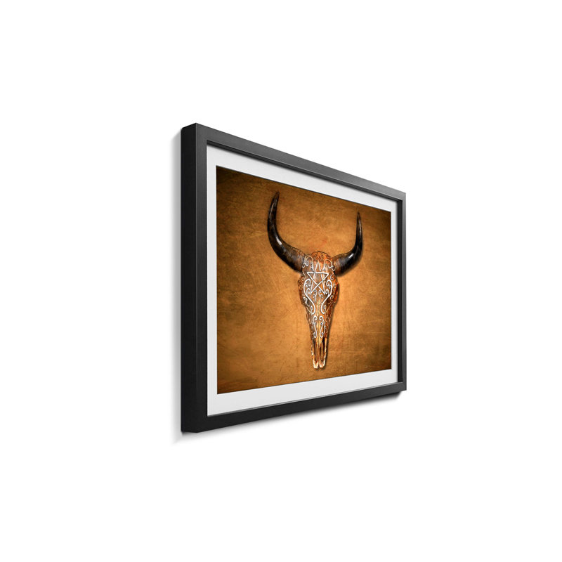 Bison Skull - Single Picture Frame Print, 40cm H x 60cm W