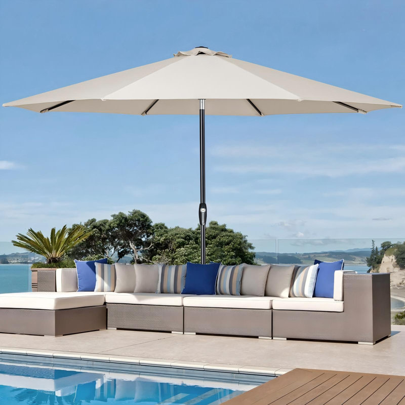 Parasol de 3,35 m (11 pi) avec inclinaison automatique, 8 baleines robustes et mât en aluminium., Gruau