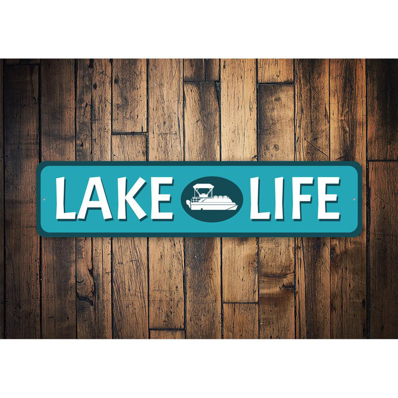 Enseigne en aluminium Lake Life, H 6 po x l 24 po x P 0,06 po