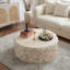 Table de salon Mid-Century ronde en faux pierre Mgo - beige, sans assemblage