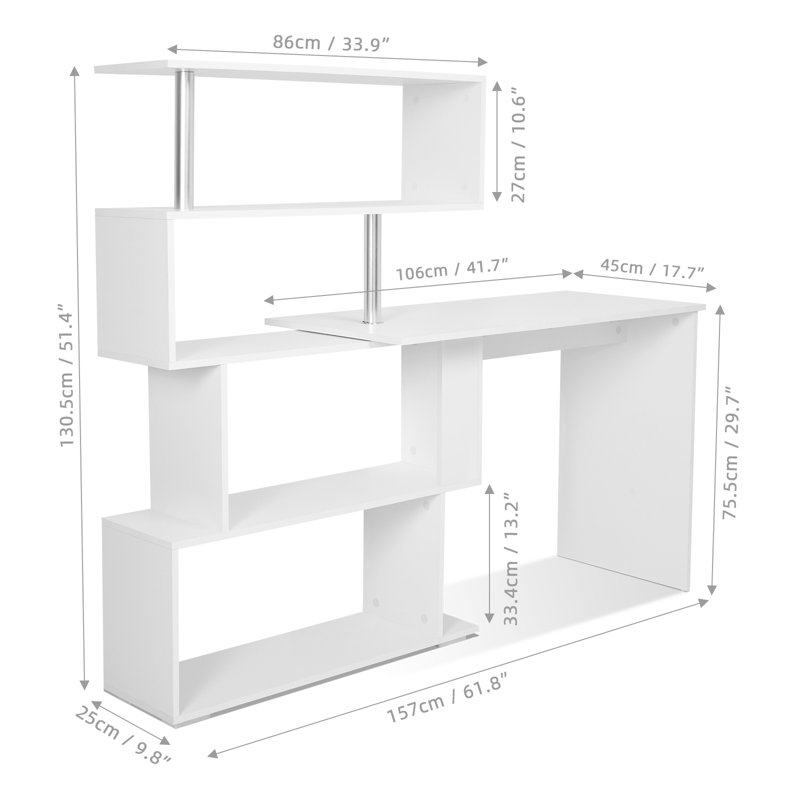 Milroy Modular L-Shaped Writing Desk, White