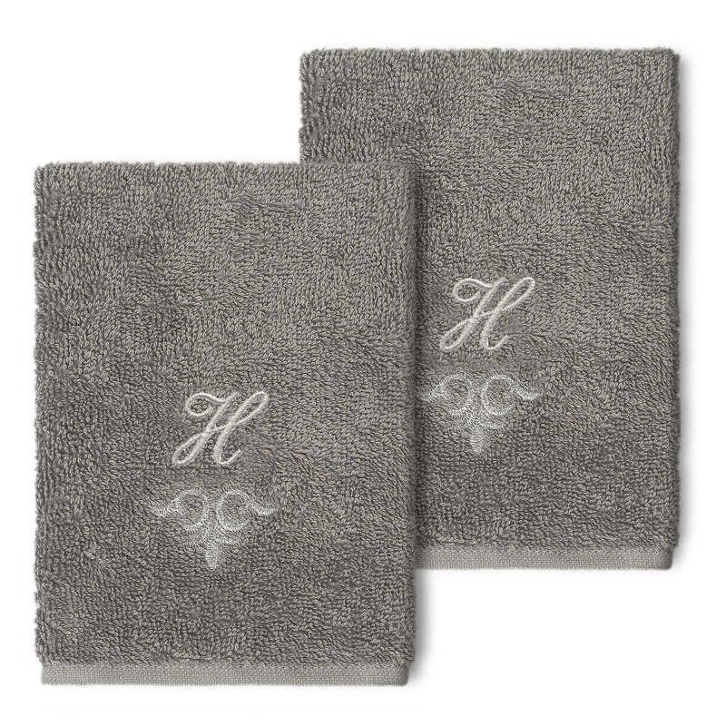 Monica Turkish Cotton Washcloth, Dark Gray, H