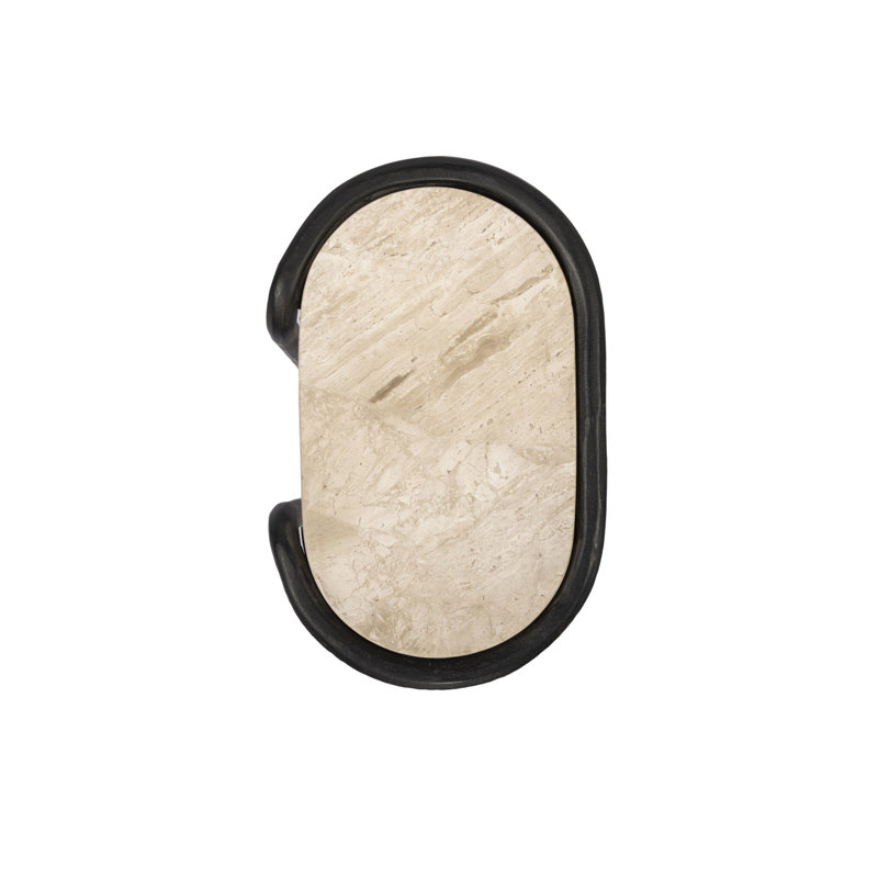 NICCOLA Marble End Table, Lunar Marble, Hammered Gunmetal