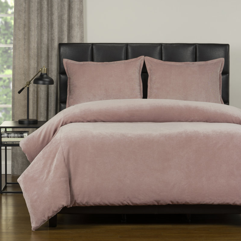 Polyester Channel Duvet Cover & Insert, Queen Duvet Cover + 2 Shams, French Pink